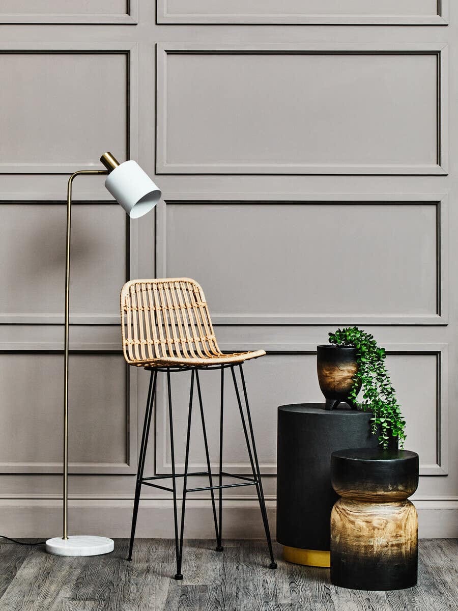 Hamilton Interiors Lighting Newton White Marble and Gold Floor Lamp House of Isabella UK