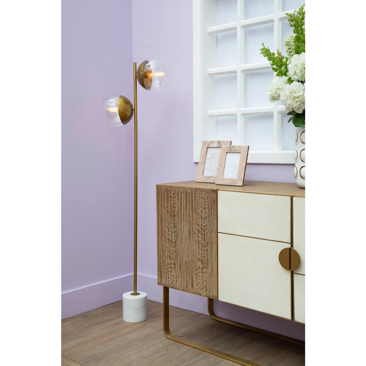 Hamilton Interiors Lighting Revive Two Light Gold Finish Floor Lamp House of Isabella UK