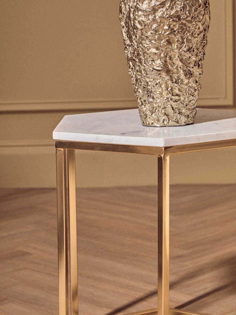 Hamilton Interiors Living Akola Gold Textured Small Metal Vase House of Isabella UK