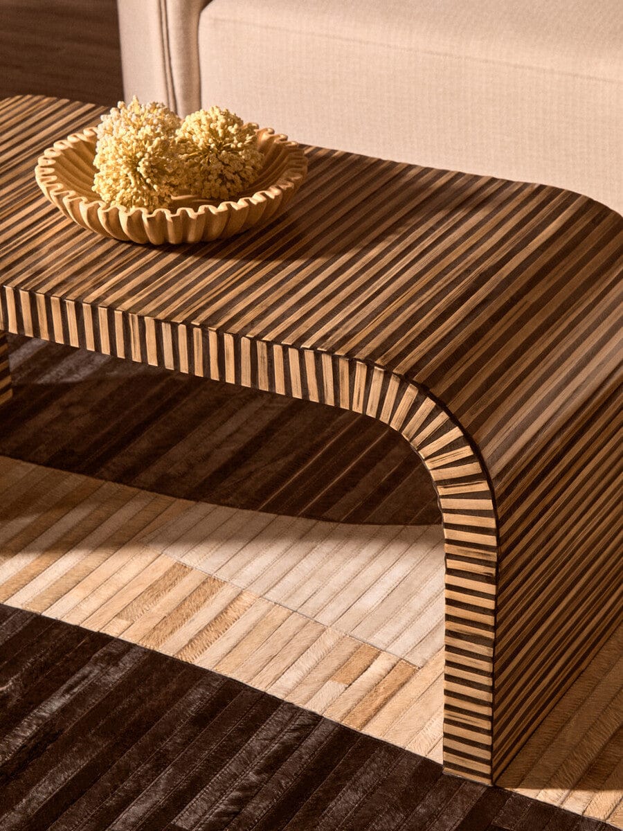 Hamilton Interiors Living Bambusa Bamboo Inlay Curved Coffee Table House of Isabella UK