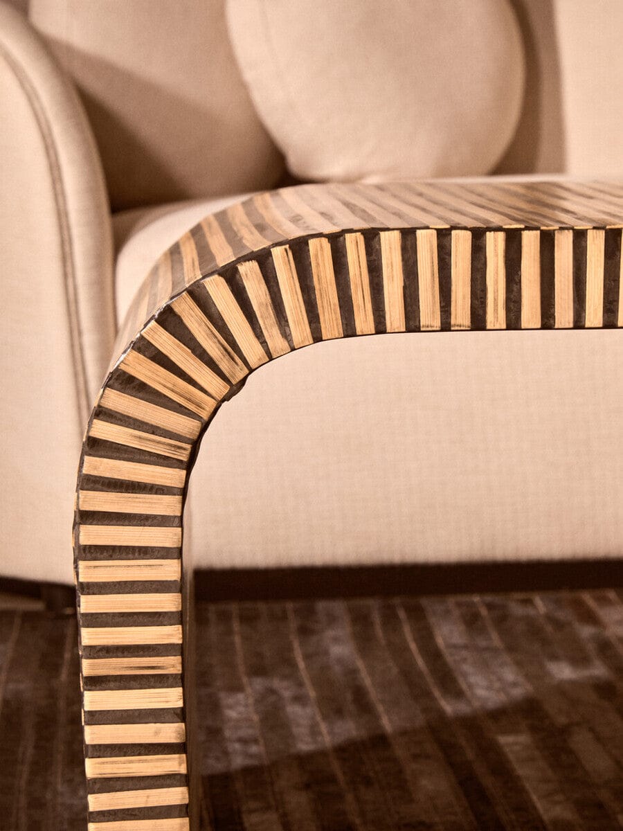 Hamilton Interiors Living Bambusa Bamboo Inlay Curved Coffee Table House of Isabella UK
