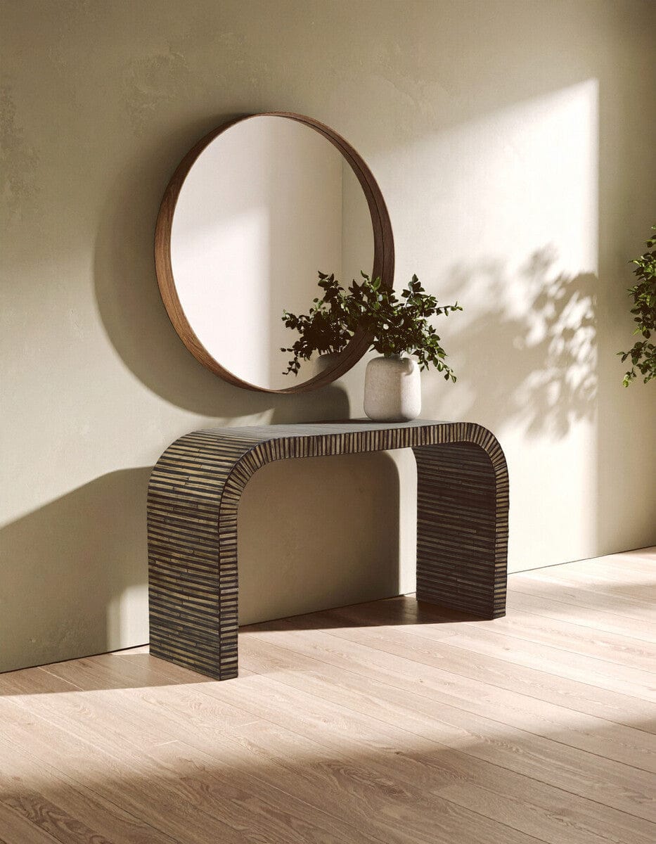 Hamilton Interiors Living Bambusa Bamboo Inlay Curved Console Table House of Isabella UK