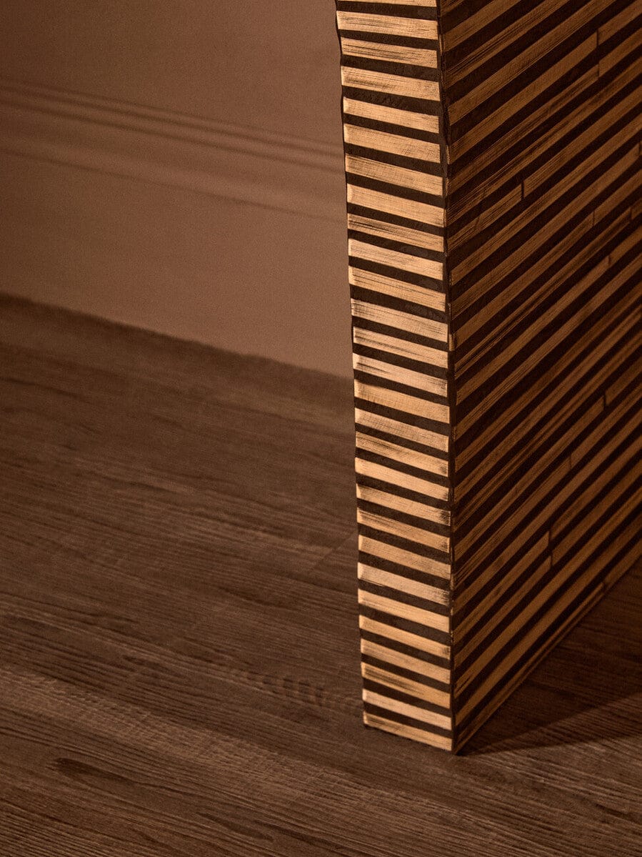Hamilton Interiors Living Bambusa Bamboo Inlay Curved Console Table House of Isabella UK
