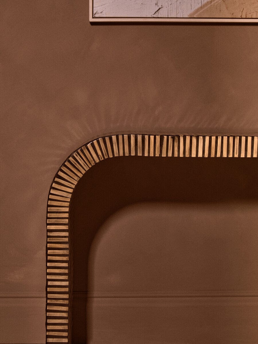Hamilton Interiors Living Bambusa Bamboo Inlay Curved Console Table House of Isabella UK