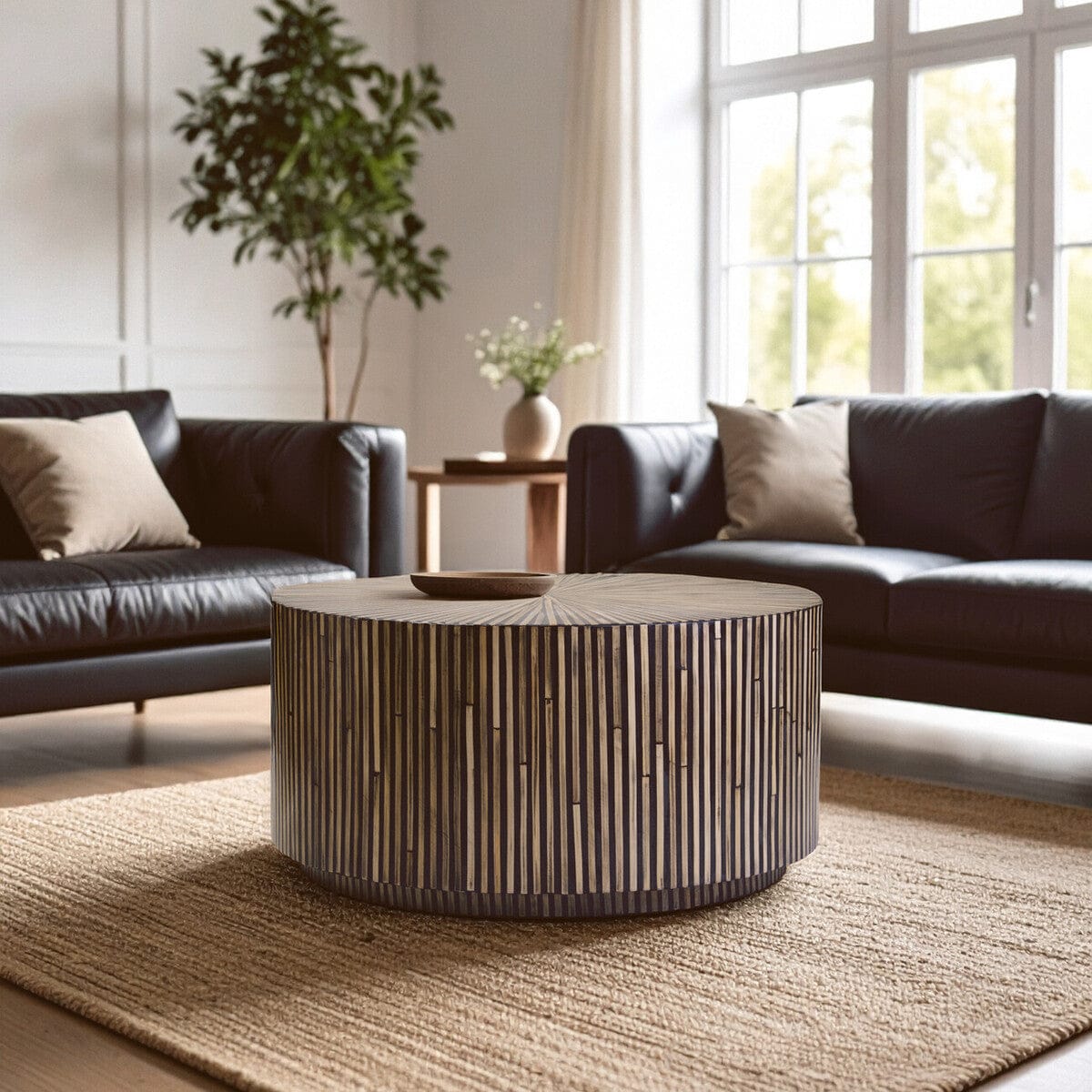 Hamilton Interiors Living Bambusa Bamboo Inlay Round Coffee Table House of Isabella UK