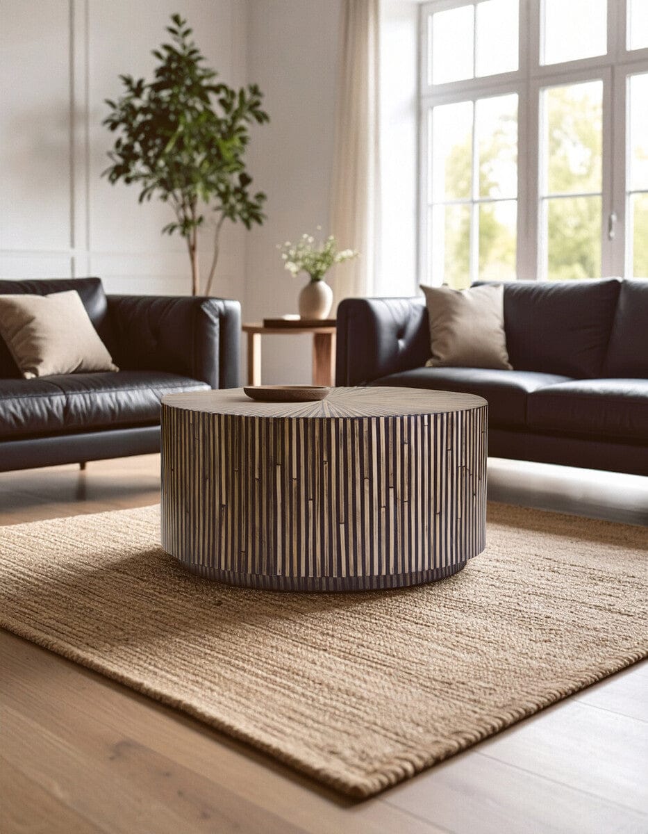 Hamilton Interiors Living Bambusa Bamboo Inlay Round Coffee Table House of Isabella UK