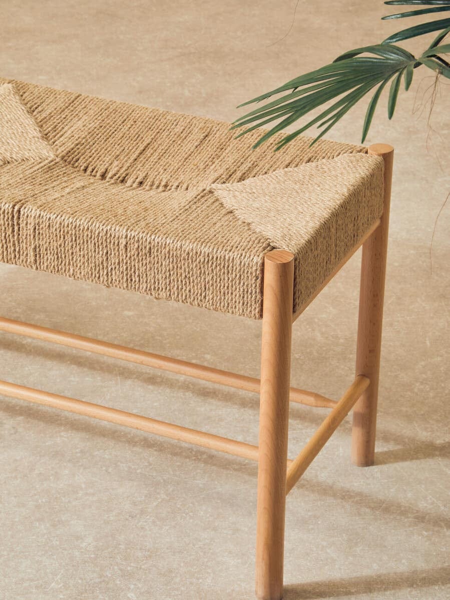 Hamilton Interiors Living Bandar Natural Rope and Beechwood Bench House of Isabella UK