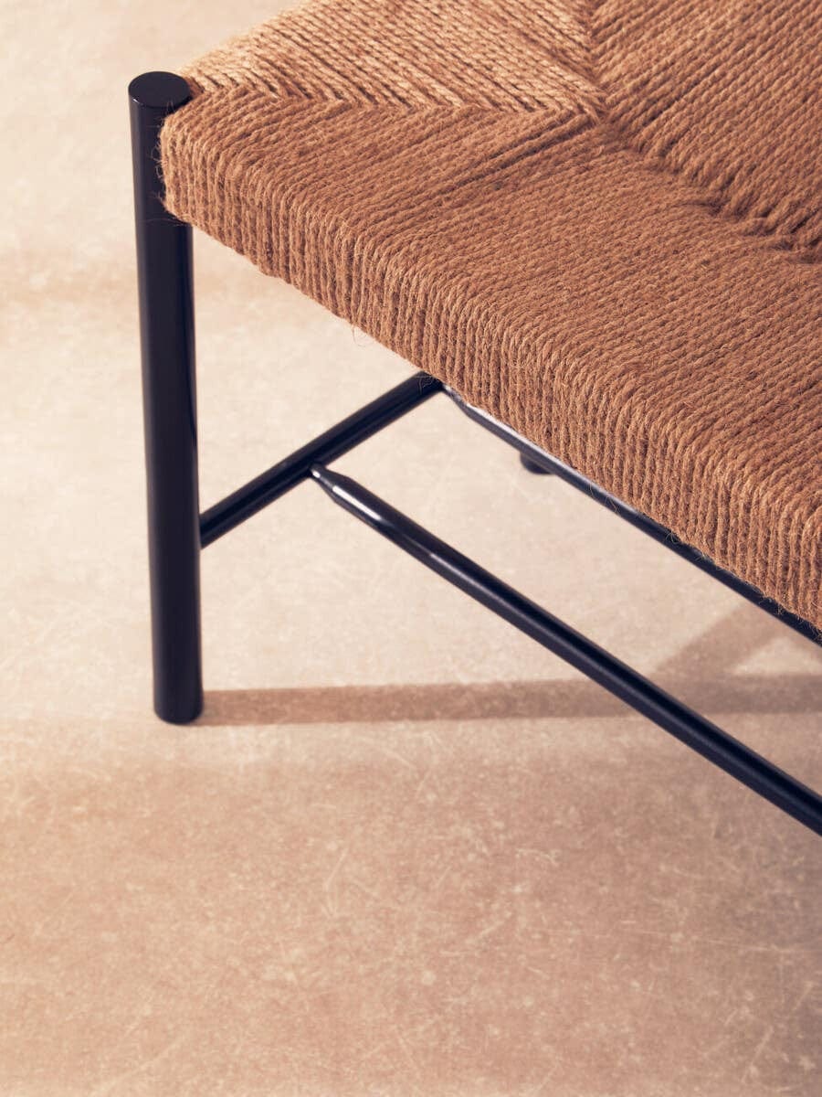 Hamilton Interiors Living Bandar Natural Rope and Black Wood Large Bench House of Isabella UK