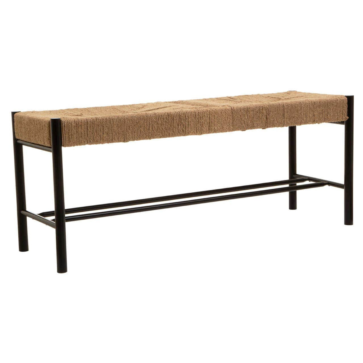 Hamilton Interiors Living Bandar Natural Rope and Black Wood Large Bench House of Isabella UK