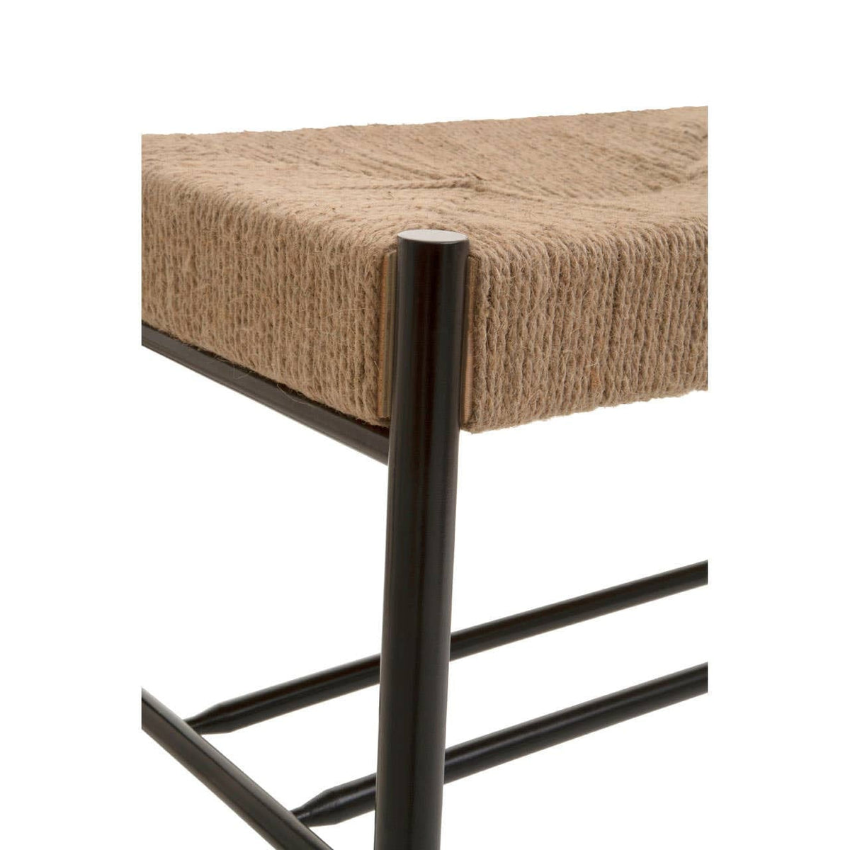 Hamilton Interiors Living Bandar Natural Rope and Black Wood Large Bench House of Isabella UK