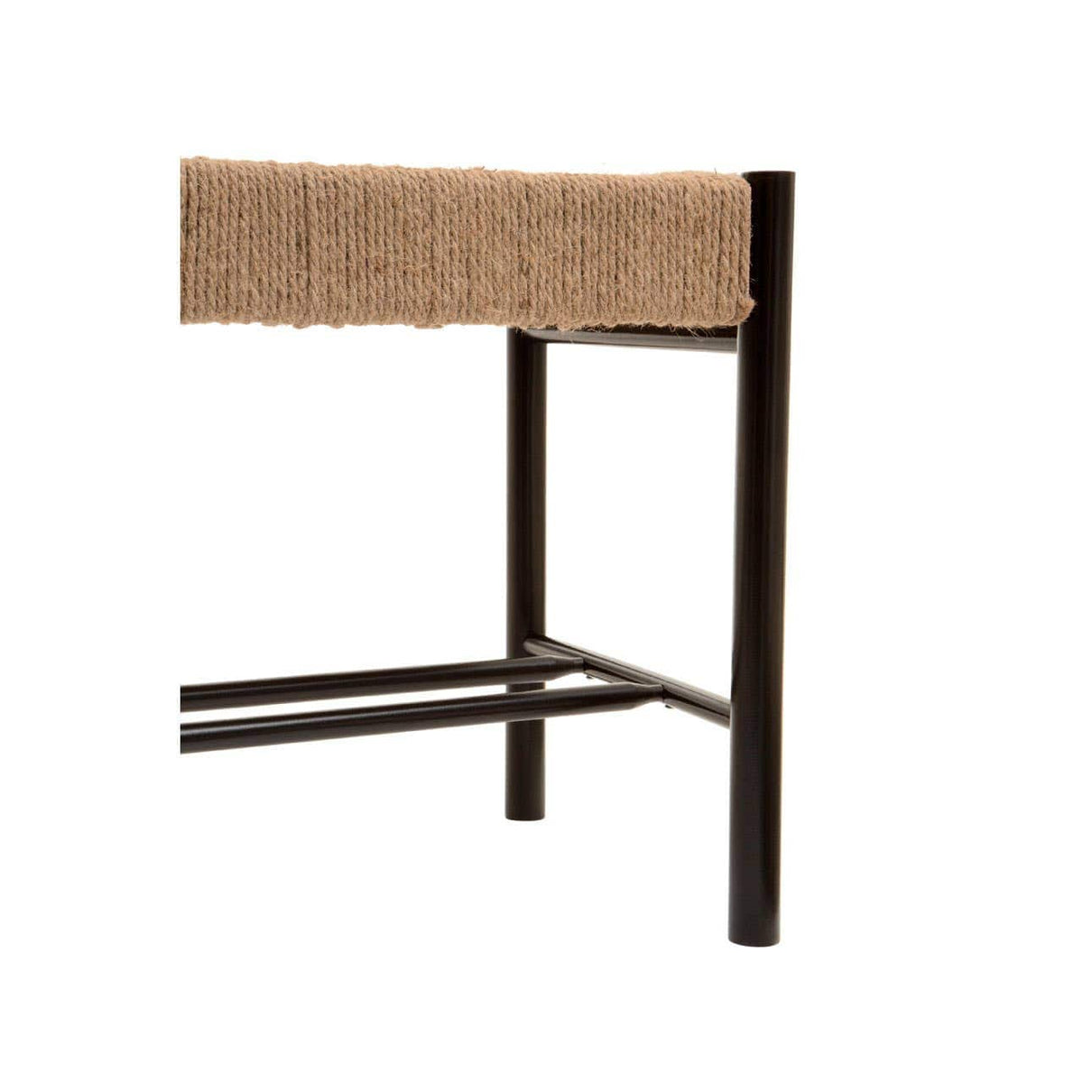 Hamilton Interiors Living Bandar Natural Rope and Black Wood Large Bench House of Isabella UK