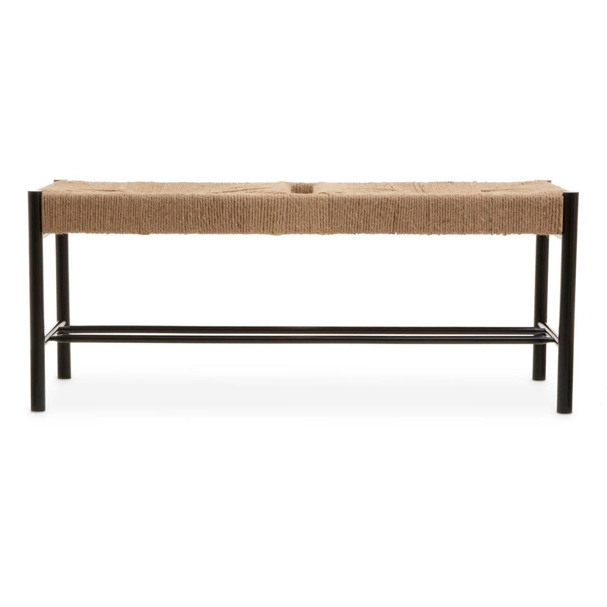 Hamilton Interiors Living Bandar Natural Rope and Black Wood Large Bench House of Isabella UK
