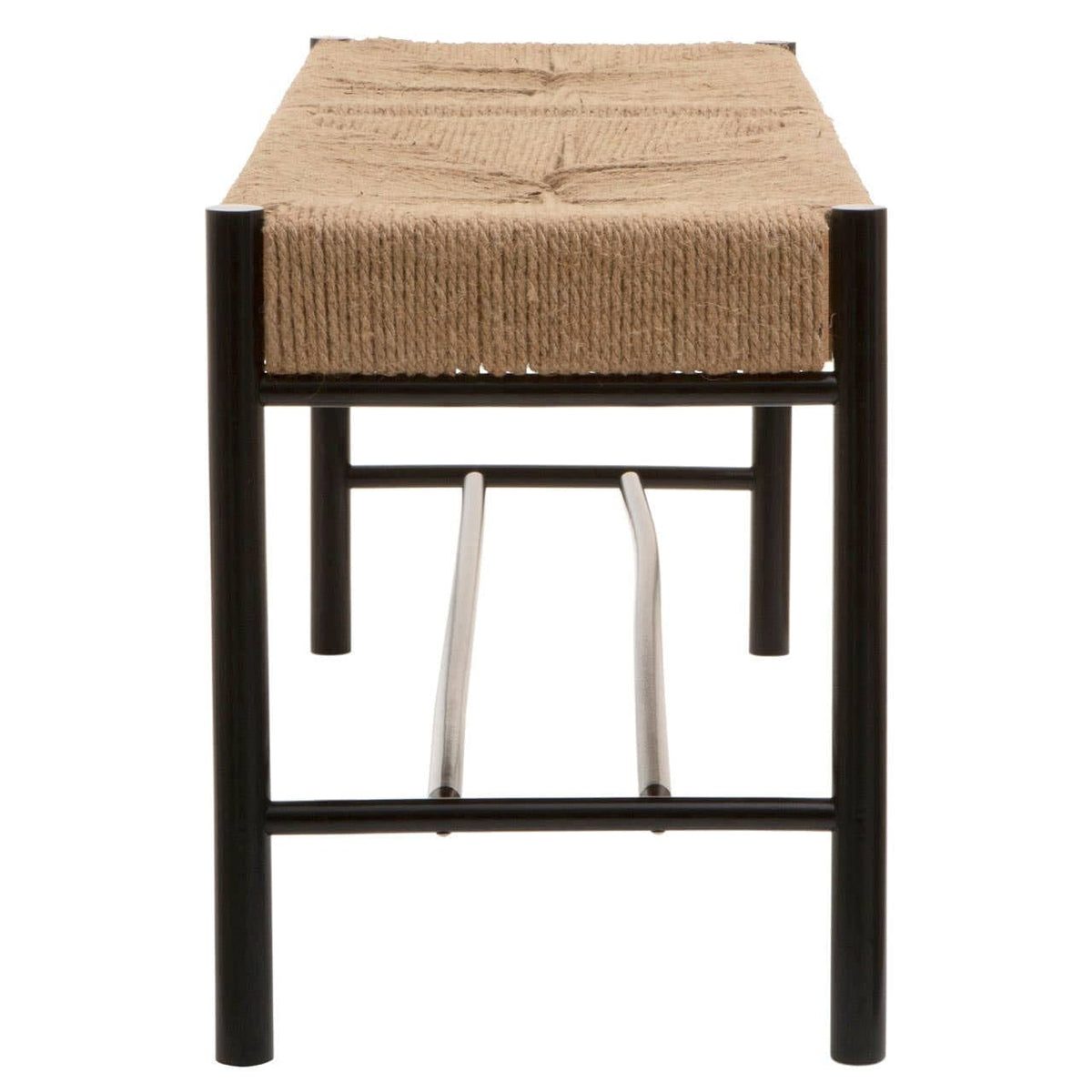 Hamilton Interiors Living Bandar Natural Rope and Black Wood Large Bench House of Isabella UK