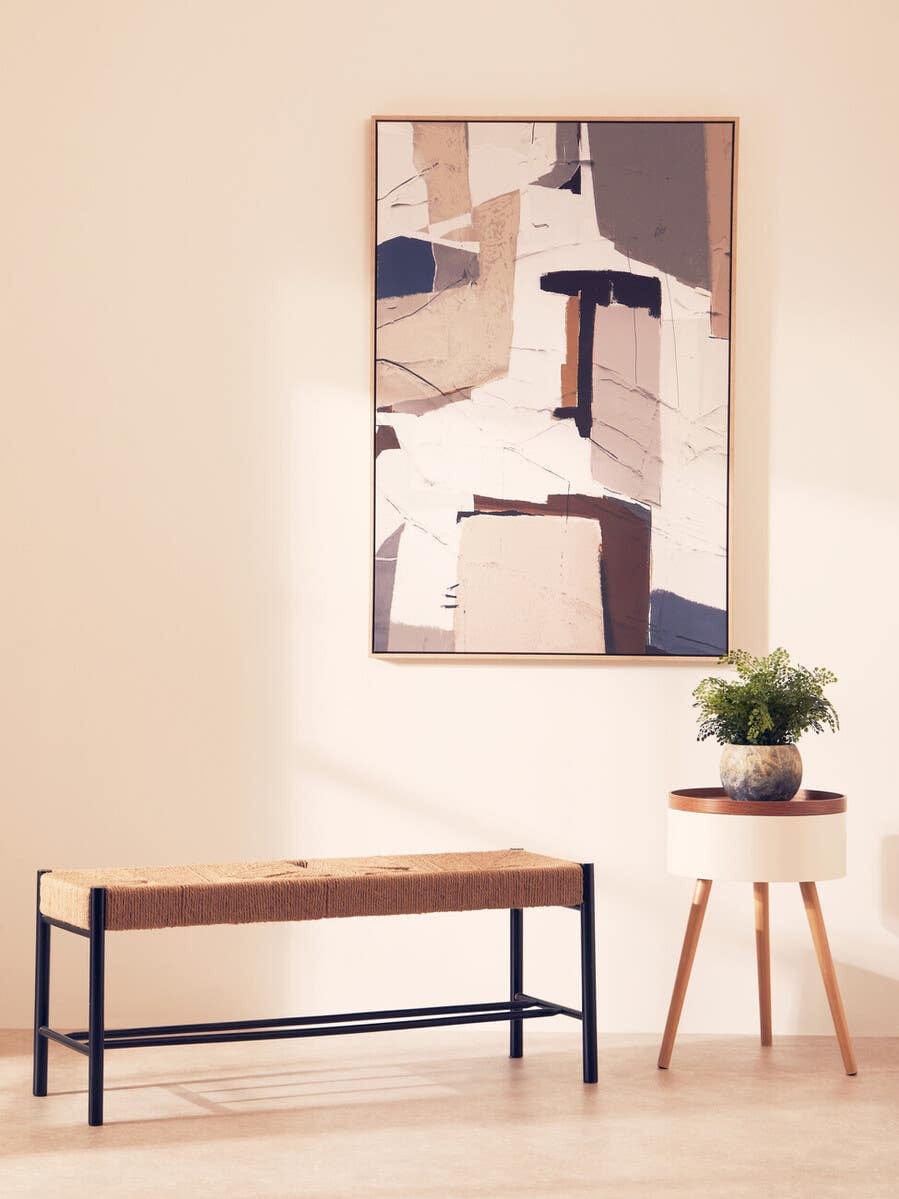 Hamilton Interiors Living Bandar Natural Rope and Black Wood Large Bench House of Isabella UK