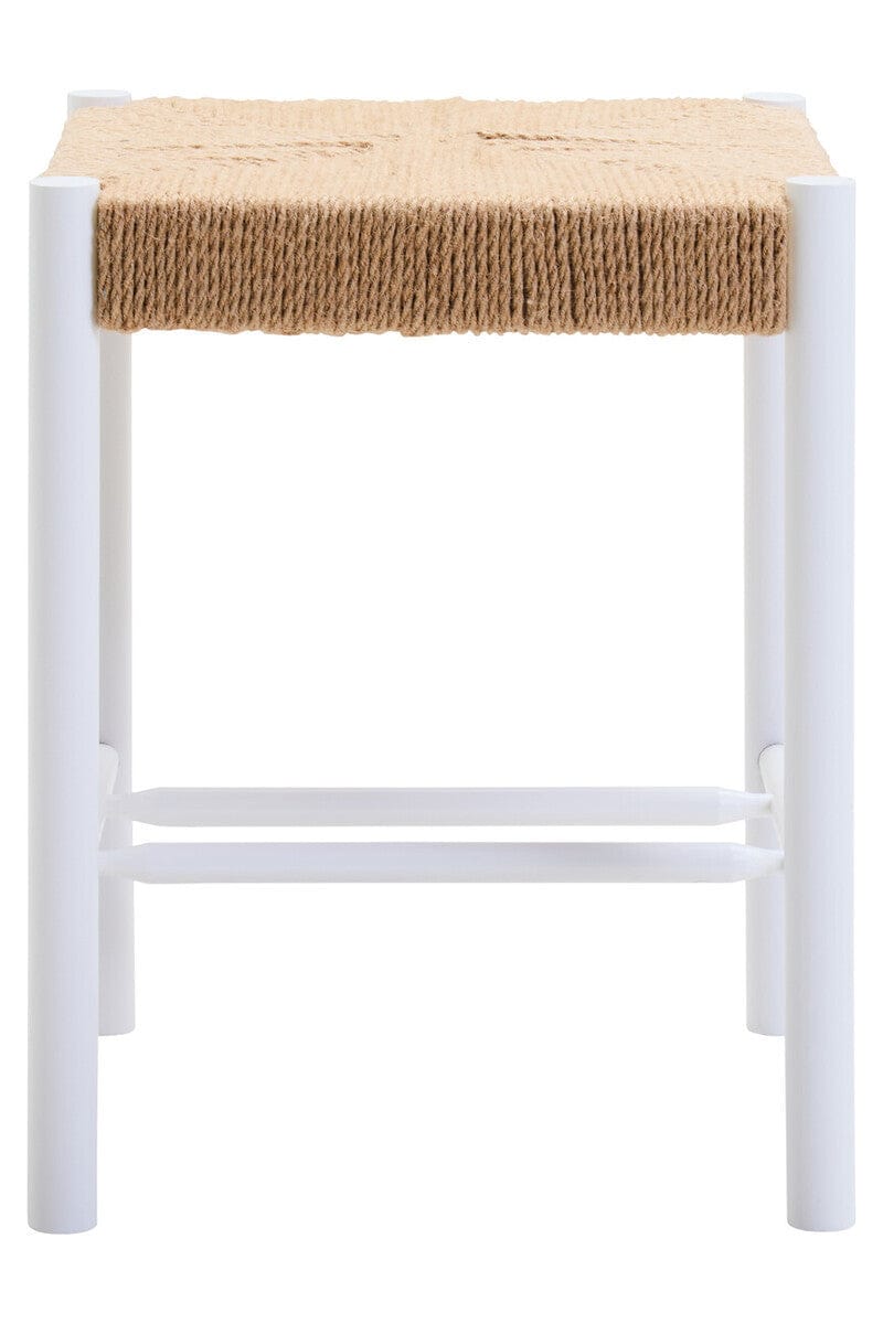Hamilton Interiors Living Bandar Natural Rope and White Wood Stool House of Isabella UK