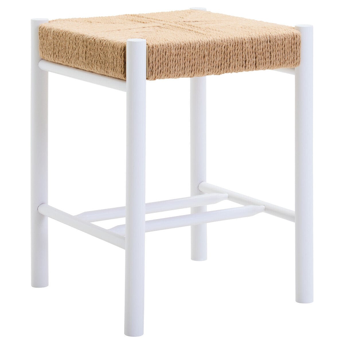 Hamilton Interiors Living Bandar Natural Rope and White Wood Stool House of Isabella UK