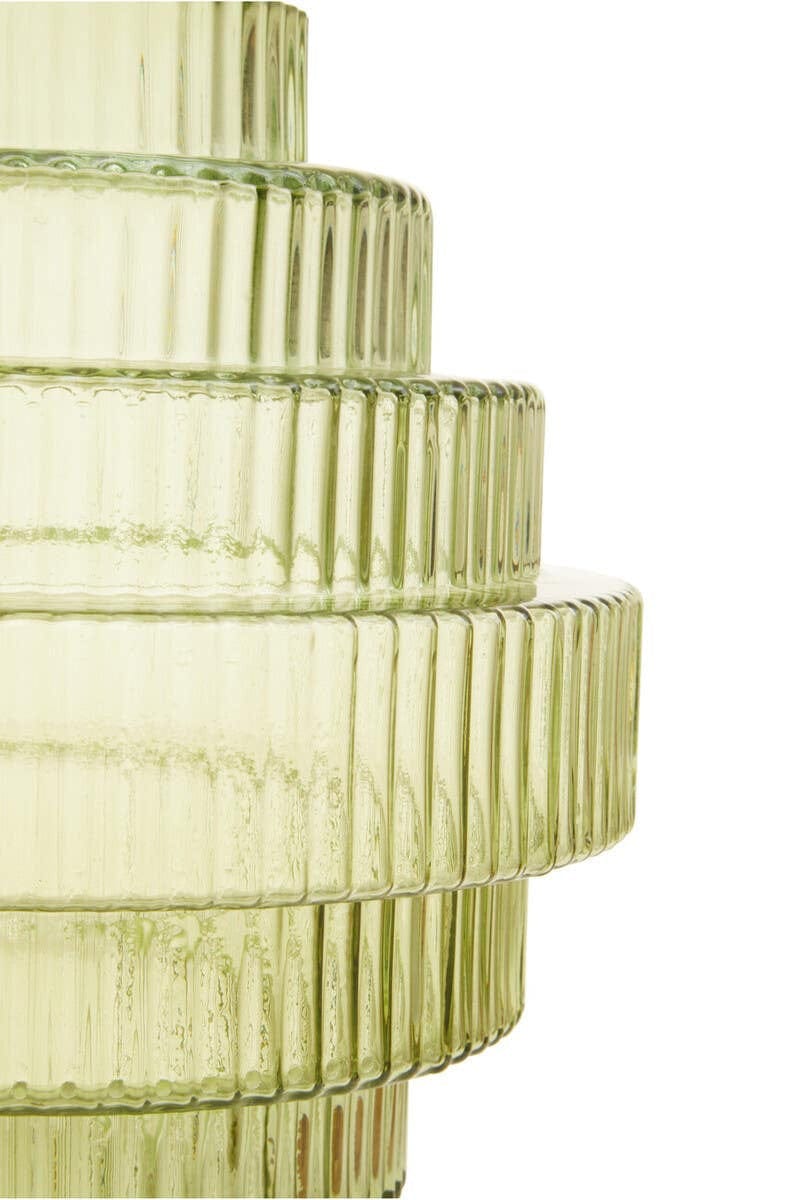 Hamilton Interiors Living Benka Large Green Ribbed Glass Vase House of Isabella UK