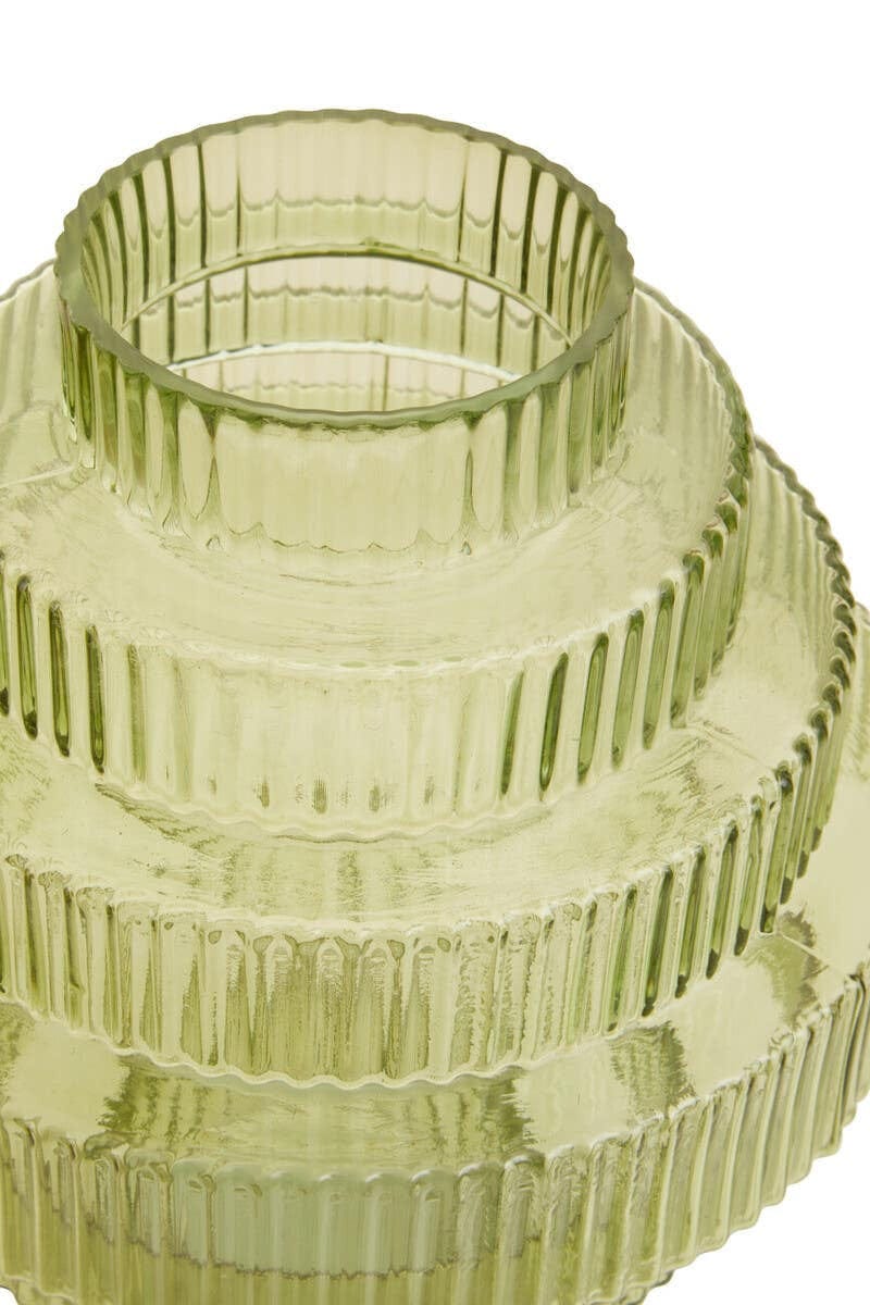 Hamilton Interiors Living Benka Large Green Ribbed Glass Vase House of Isabella UK