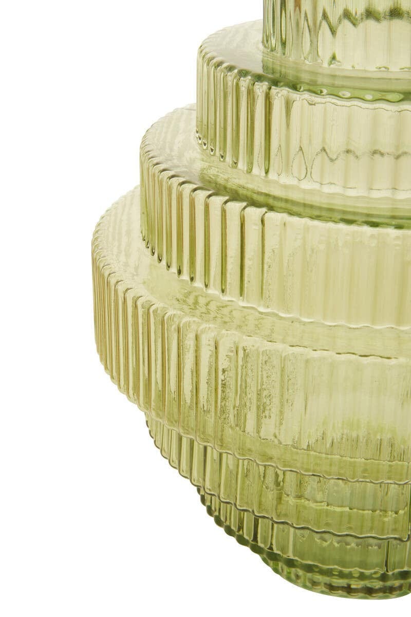 Hamilton Interiors Living Benka Large Green Ribbed Glass Vase House of Isabella UK