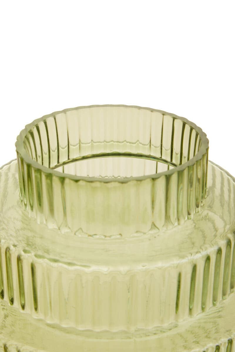 Hamilton Interiors Living Benka Large Green Ribbed Glass Vase House of Isabella UK