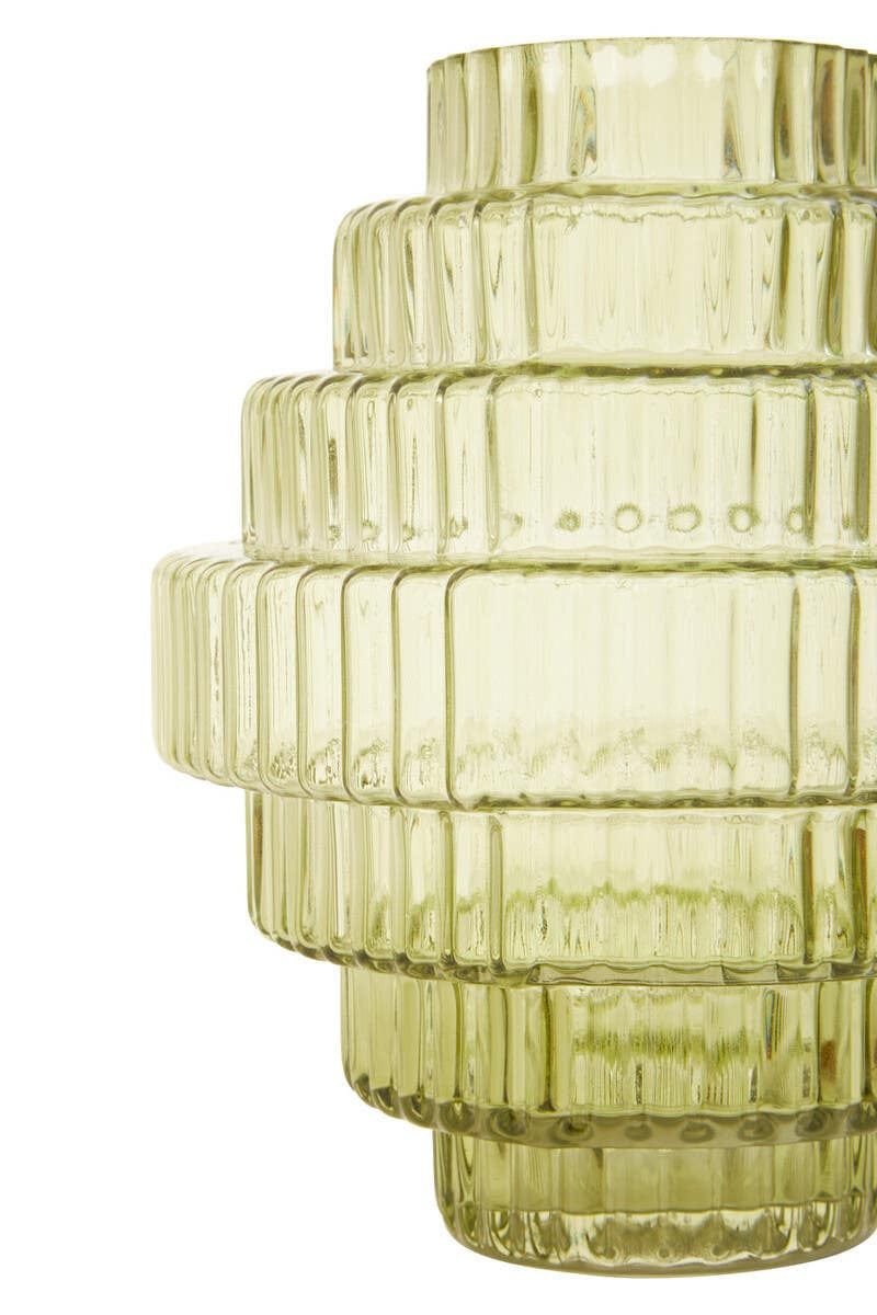 Hamilton Interiors Living Benka Small Green Ribbed Glass Vase House of Isabella UK