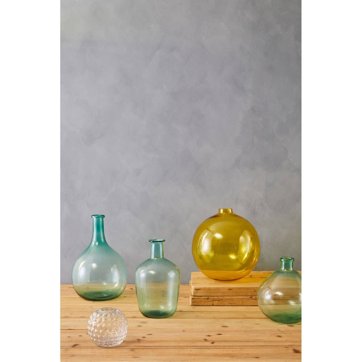 Hamilton Interiors Living Bexley Blue Small Bottle Neck Recycled Glass Vase House of Isabella UK