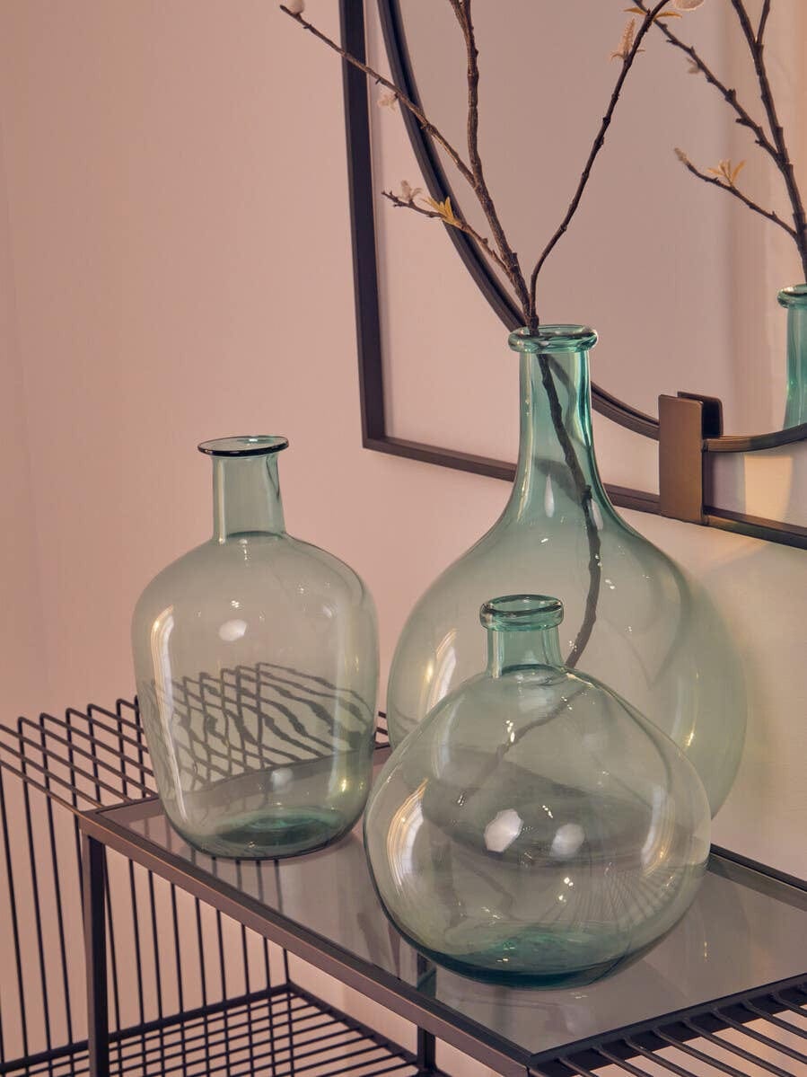 Hamilton Interiors Living Bexley Blue Small Bottle Neck Recycled Glass Vase House of Isabella UK