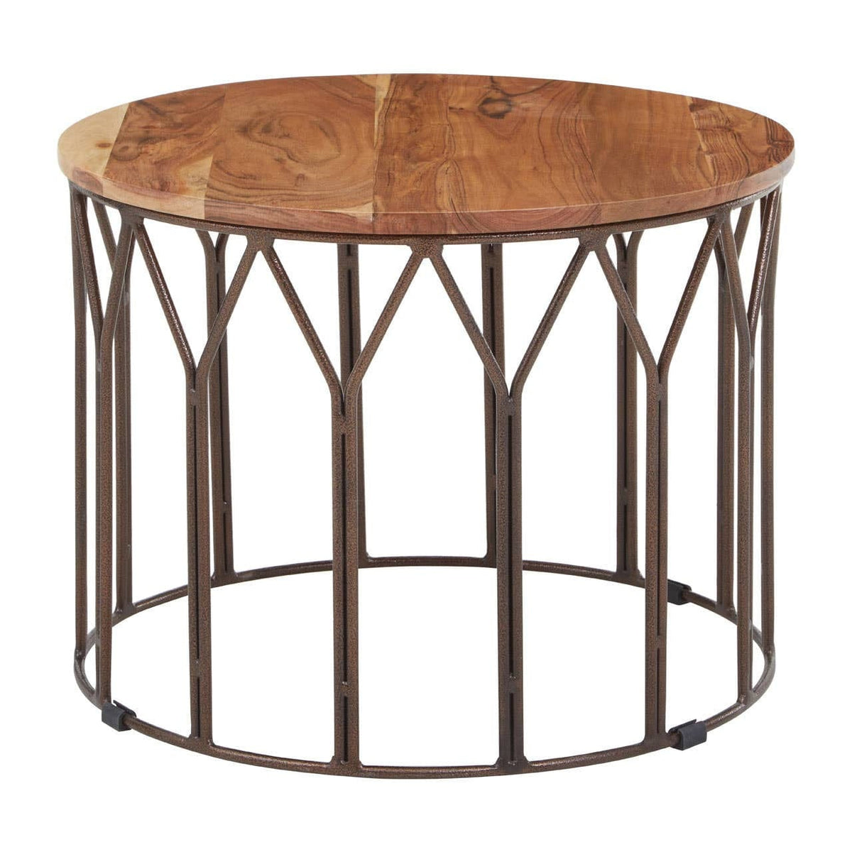 Hamilton Interiors Living Boho Acacia Wood Round Coffee Table House of Isabella UK