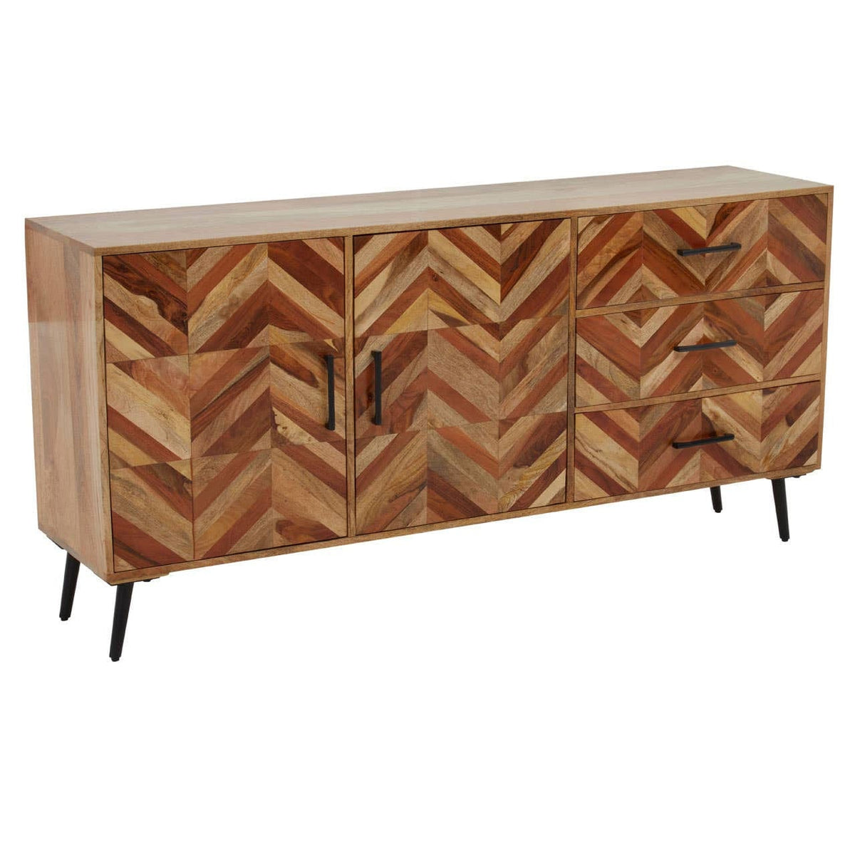 Hamilton Interiors Living Boho Two Door and Three Drawer Mango Wood Sideboard House of Isabella UK