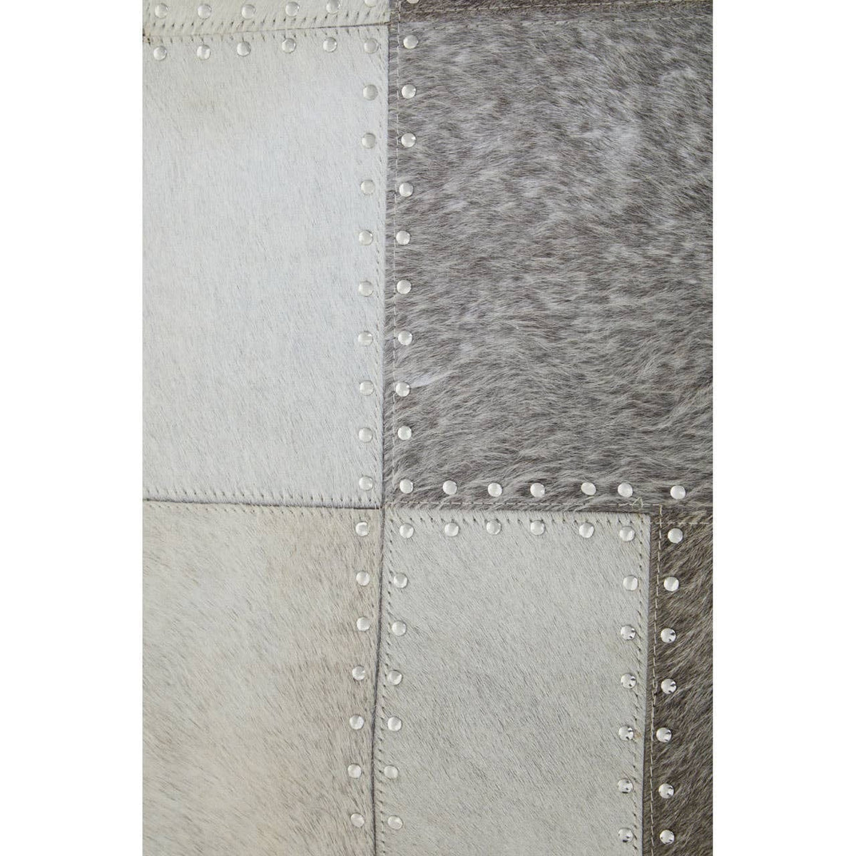 Hamilton Interiors Living Bosie Safira Small Grey Hair on Leather Patchwork Rug House of Isabella UK