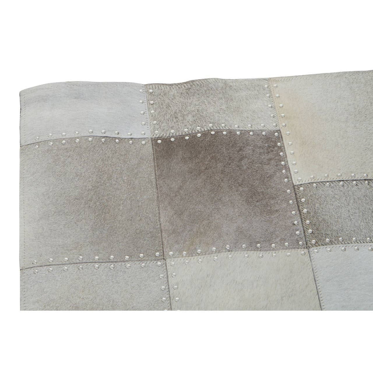Hamilton Interiors Living Bosie Safira Small Grey Hair on Leather Patchwork Rug House of Isabella UK