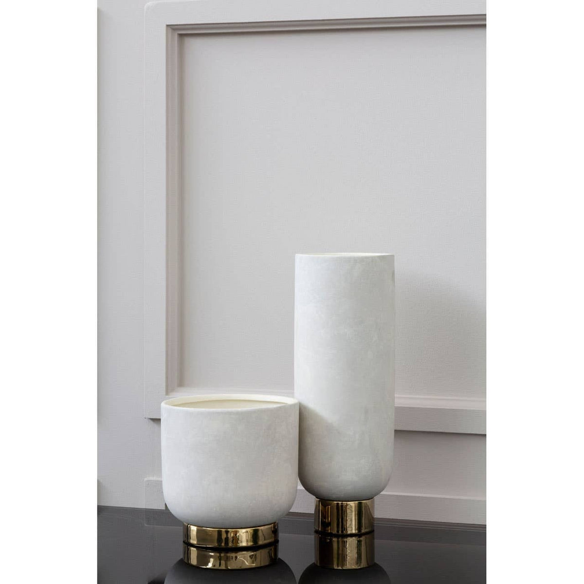 Hamilton Interiors Living Callie White and Gold Large Pedestal Vase House of Isabella UK