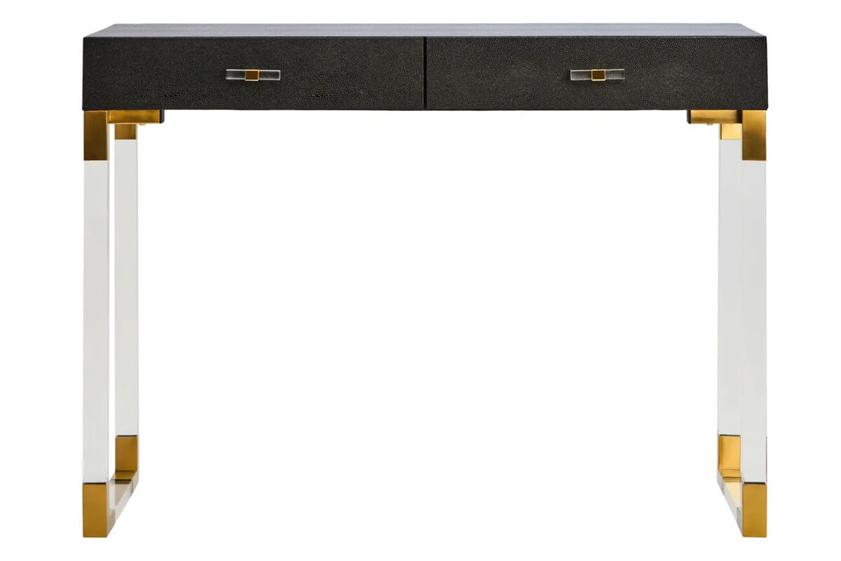 Hamilton Interiors Living Cardona Black Shagreen Effect 2 Drawer Console Table House of Isabella UK