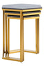 Hamilton Interiors Living Cardona Nest of Three Hexagonal Blue Shagreen Effect Tables House of Isabella UK