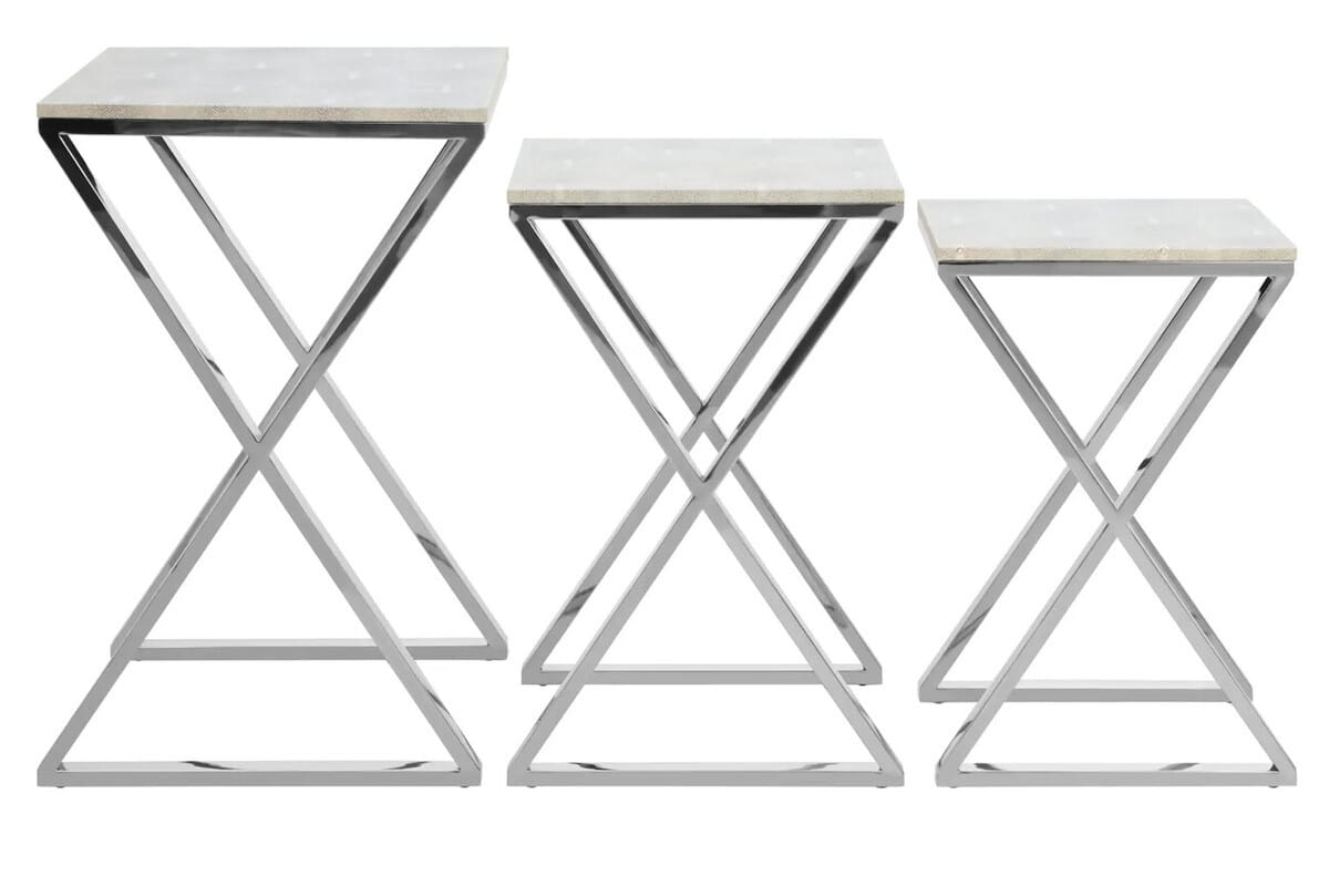 Hamilton Interiors Living Cardona Nest of Three Shagreen Effect Tables House of Isabella UK