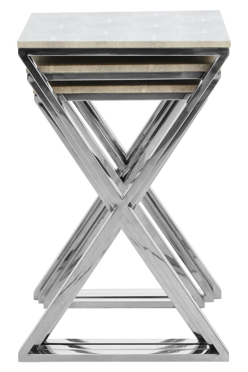 Hamilton Interiors Living Cardona Nest of Three Shagreen Effect Tables House of Isabella UK