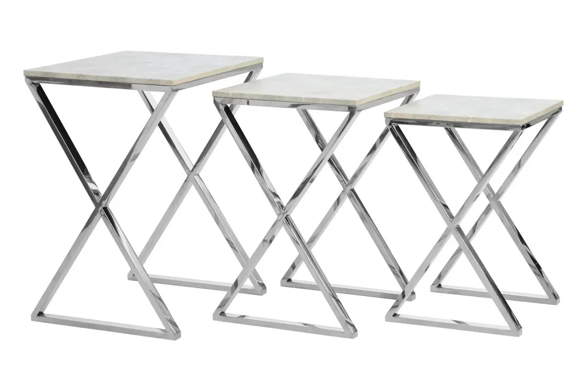 Hamilton Interiors Living Cardona Nest of Three Shagreen Effect Tables House of Isabella UK