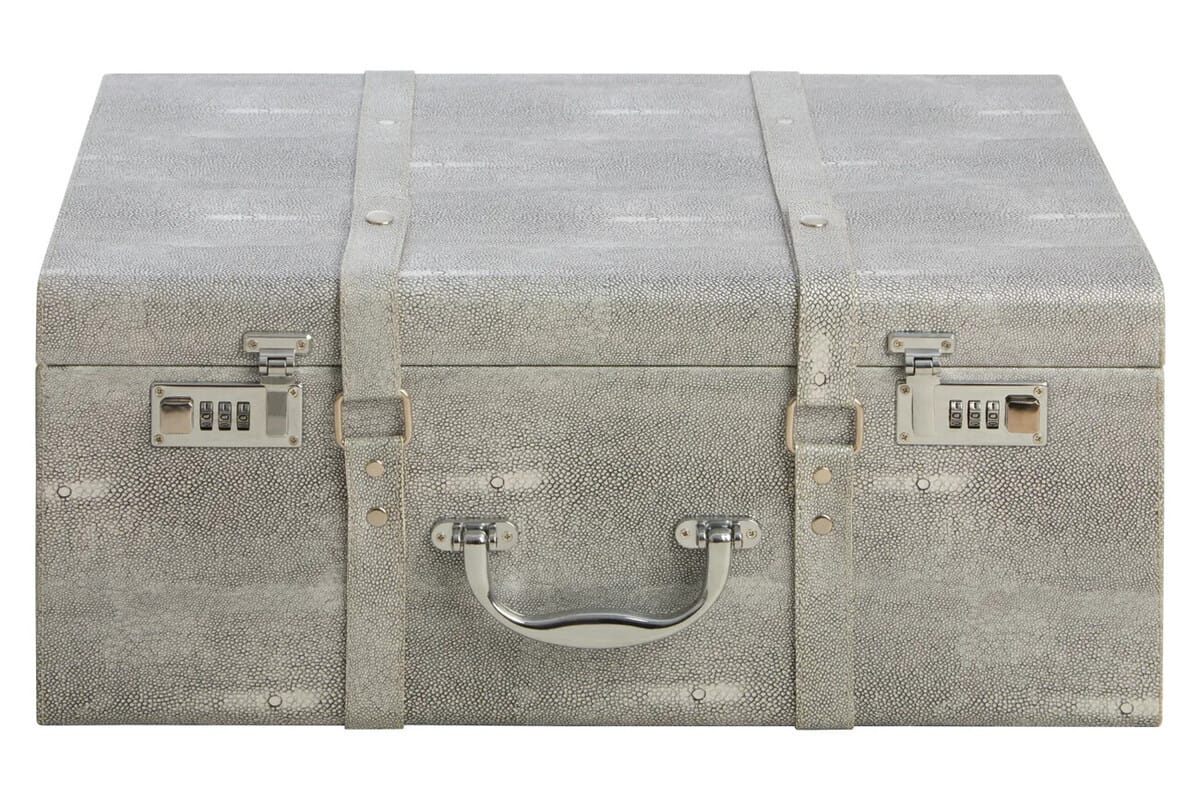 Hamilton Interiors Living Cardona Set Of Three Grey Shagreen Effect Storage Trunks House of Isabella UK