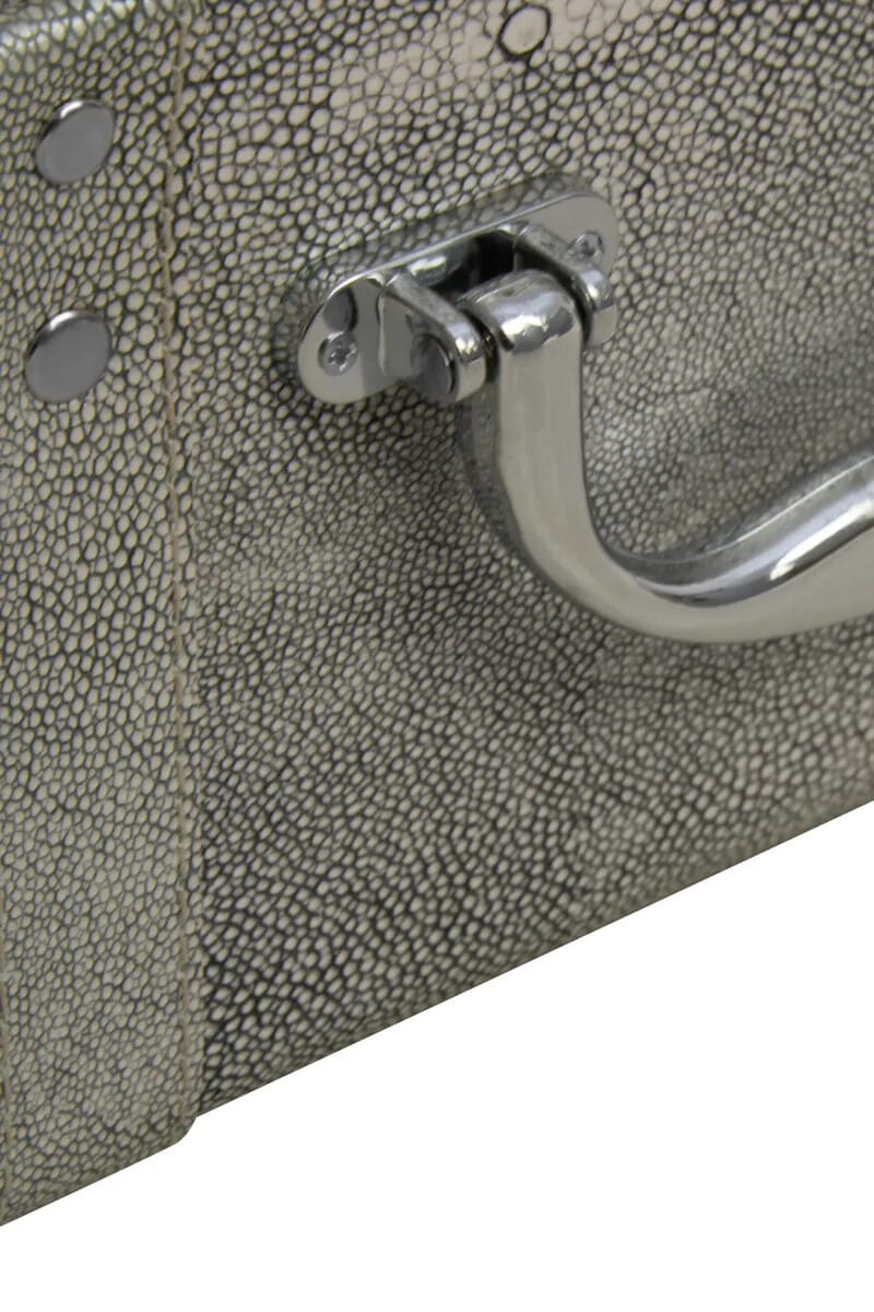 Hamilton Interiors Living Cardona Set Of Three Grey Shagreen Effect Storage Trunks House of Isabella UK
