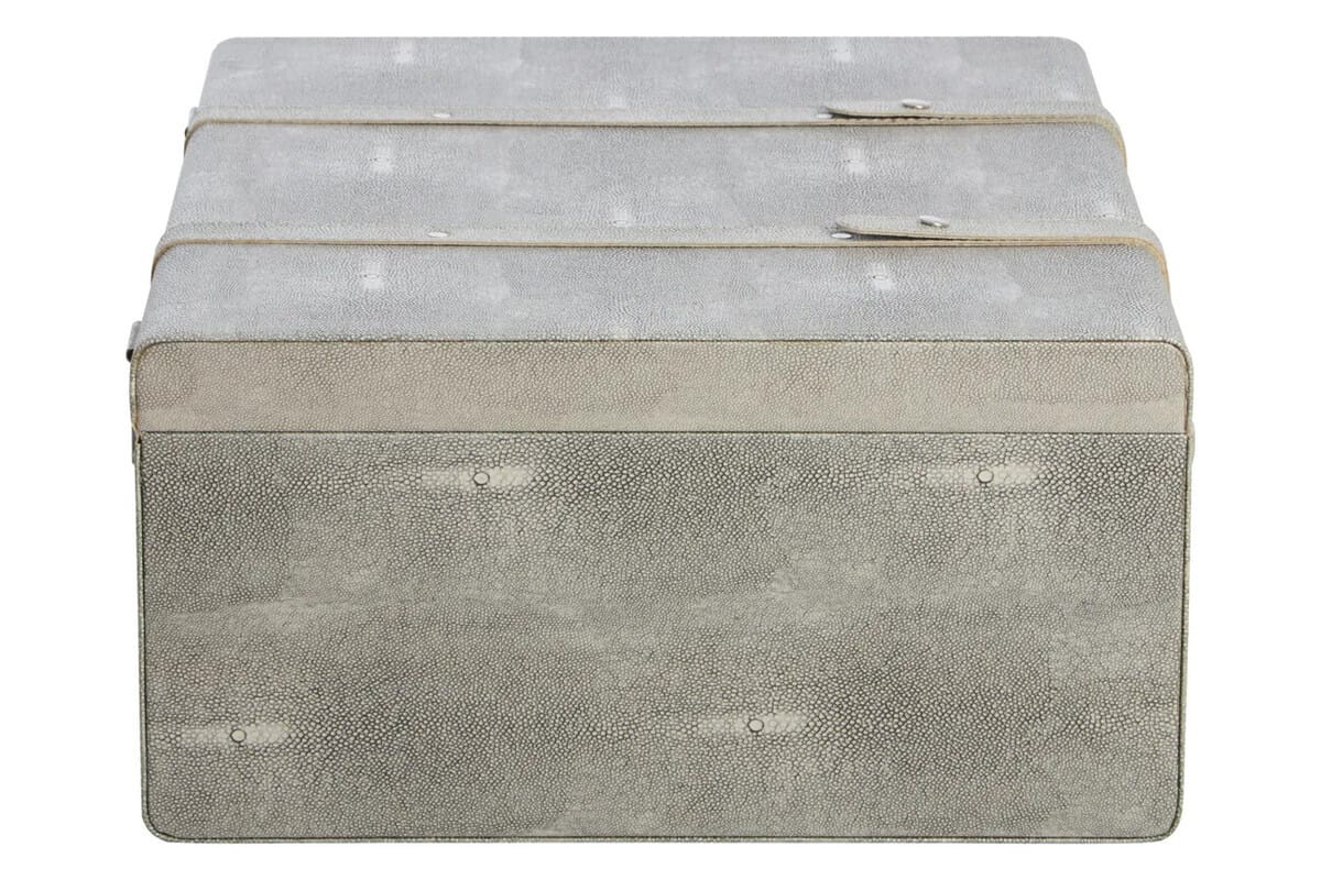Hamilton Interiors Living Cardona Set Of Three Grey Shagreen Effect Storage Trunks House of Isabella UK