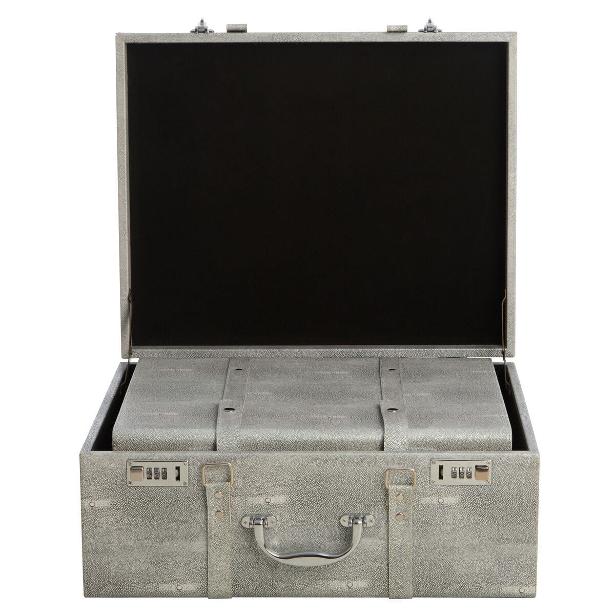 Hamilton Interiors Living Cardona Set Of Three Grey Shagreen Effect Storage Trunks House of Isabella UK
