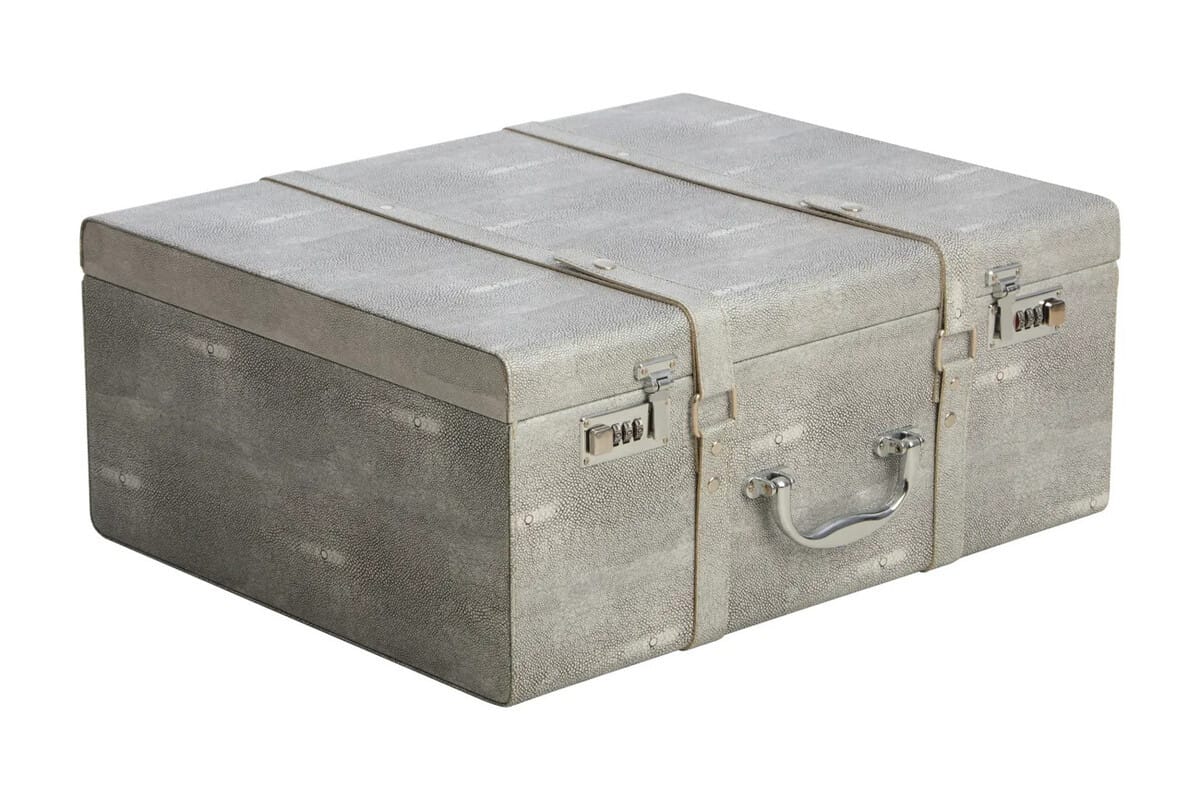 Hamilton Interiors Living Cardona Set Of Three Grey Shagreen Effect Storage Trunks House of Isabella UK