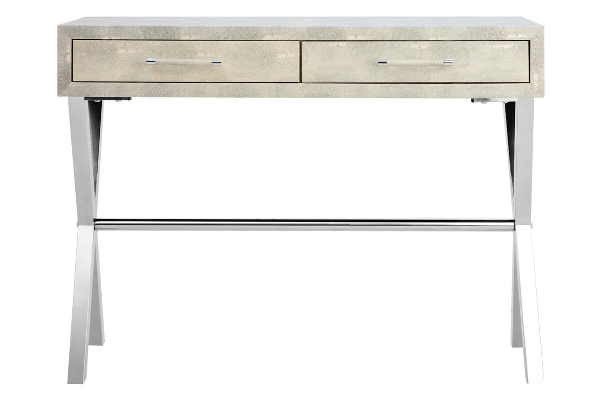 Hamilton Interiors Living Cardona Two Drawer Grey Shagreen Effect Console Table House of Isabella UK
