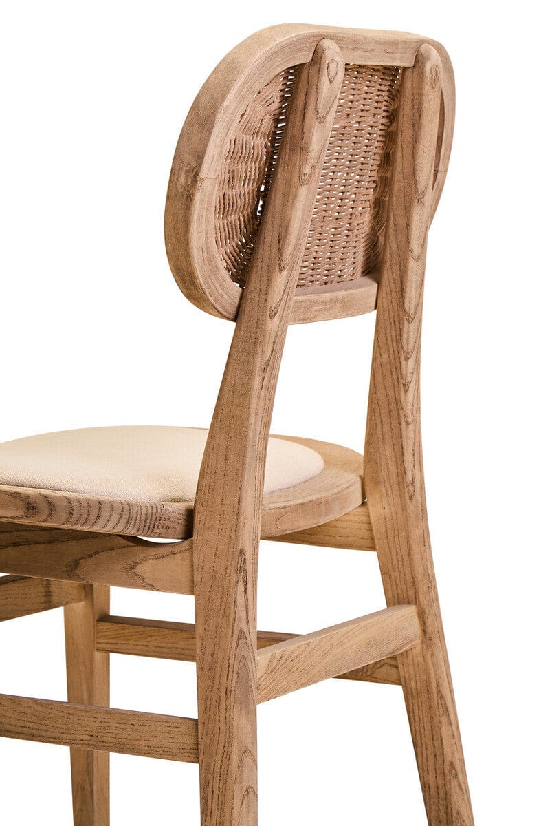 Hamilton Interiors Living Cebu Beige Fabric and Grey Wash Elm Wood Dining Chair House of Isabella UK
