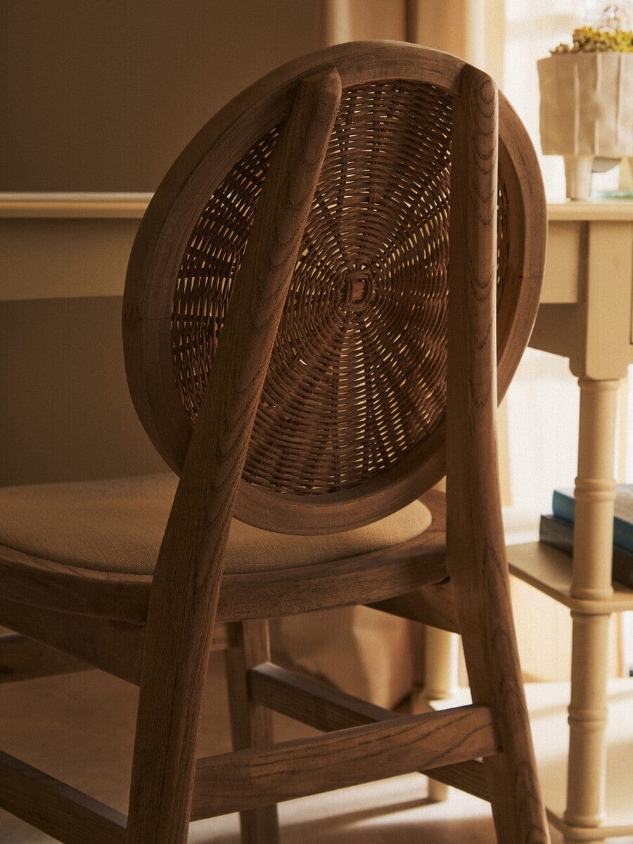 Hamilton Interiors Living Cebu Beige Fabric and White Wash Elm Wood Dining Chair House of Isabella UK