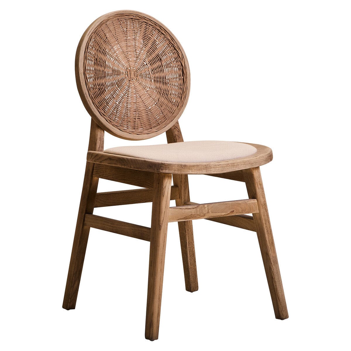 Hamilton Interiors Living Cebu Beige Fabric and White Wash Elm Wood Dining Chair House of Isabella UK