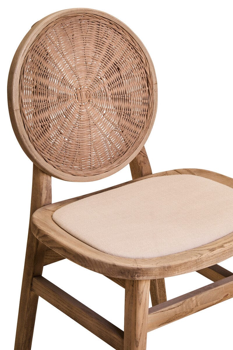 Hamilton Interiors Living Cebu Beige Fabric and White Wash Elm Wood Dining Chair House of Isabella UK