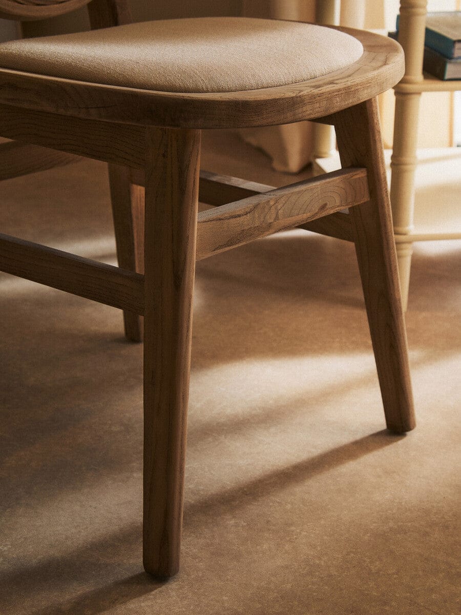 Hamilton Interiors Living Cebu Beige Fabric and White Wash Elm Wood Dining Chair House of Isabella UK