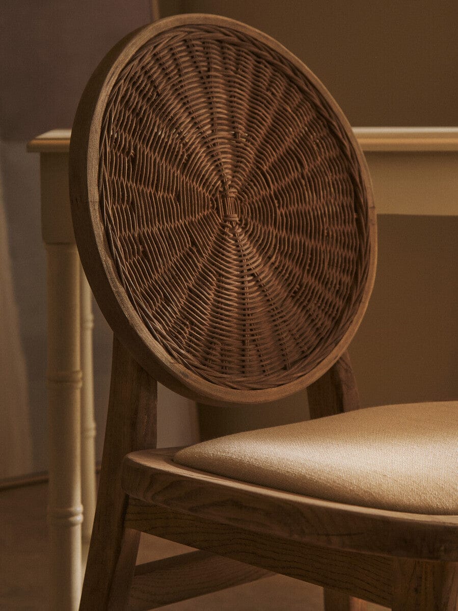 Hamilton Interiors Living Cebu Beige Fabric and White Wash Elm Wood Dining Chair House of Isabella UK