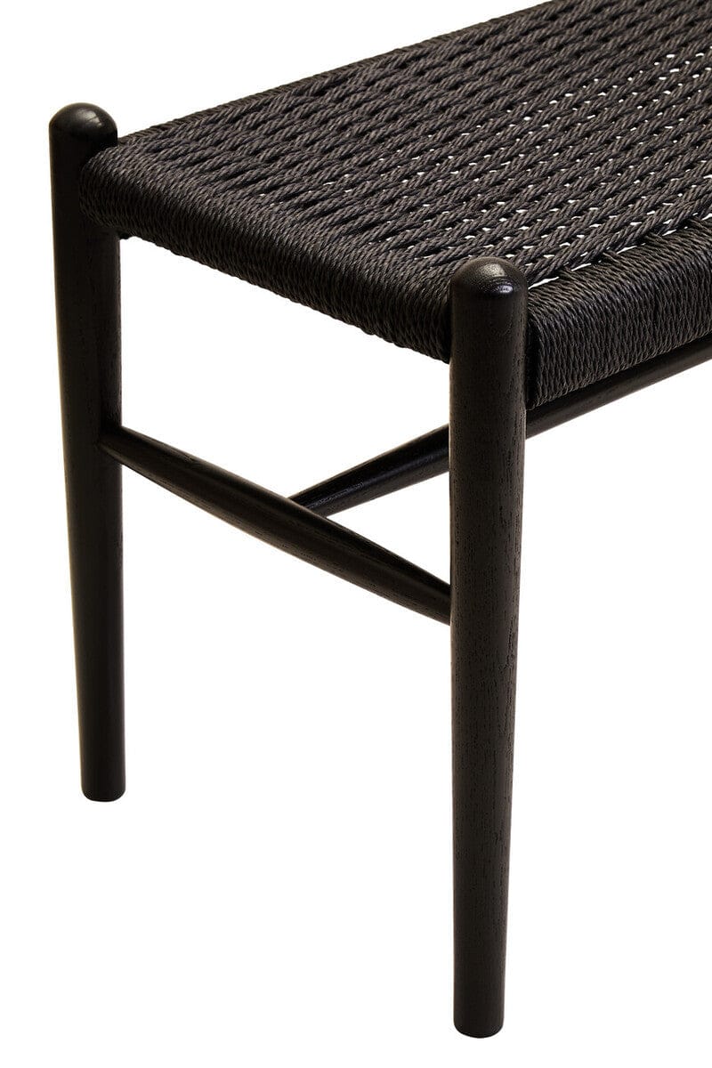 Hamilton Interiors Living Cebu Black Rope and Elm Wood Bench House of Isabella UK